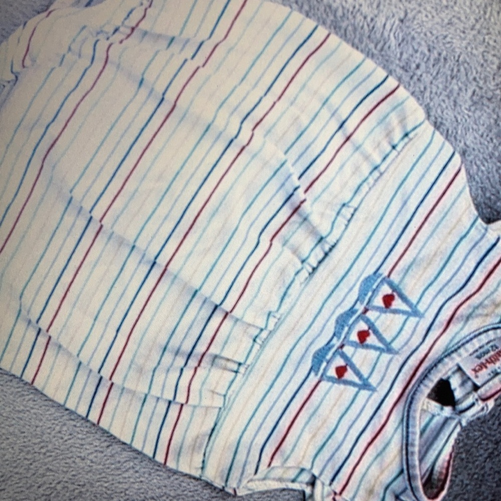 Stripe sailboats sailor noted flaws stains one piece